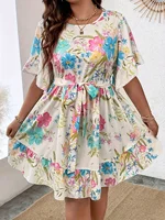 Large size fashionable printed women's dress
