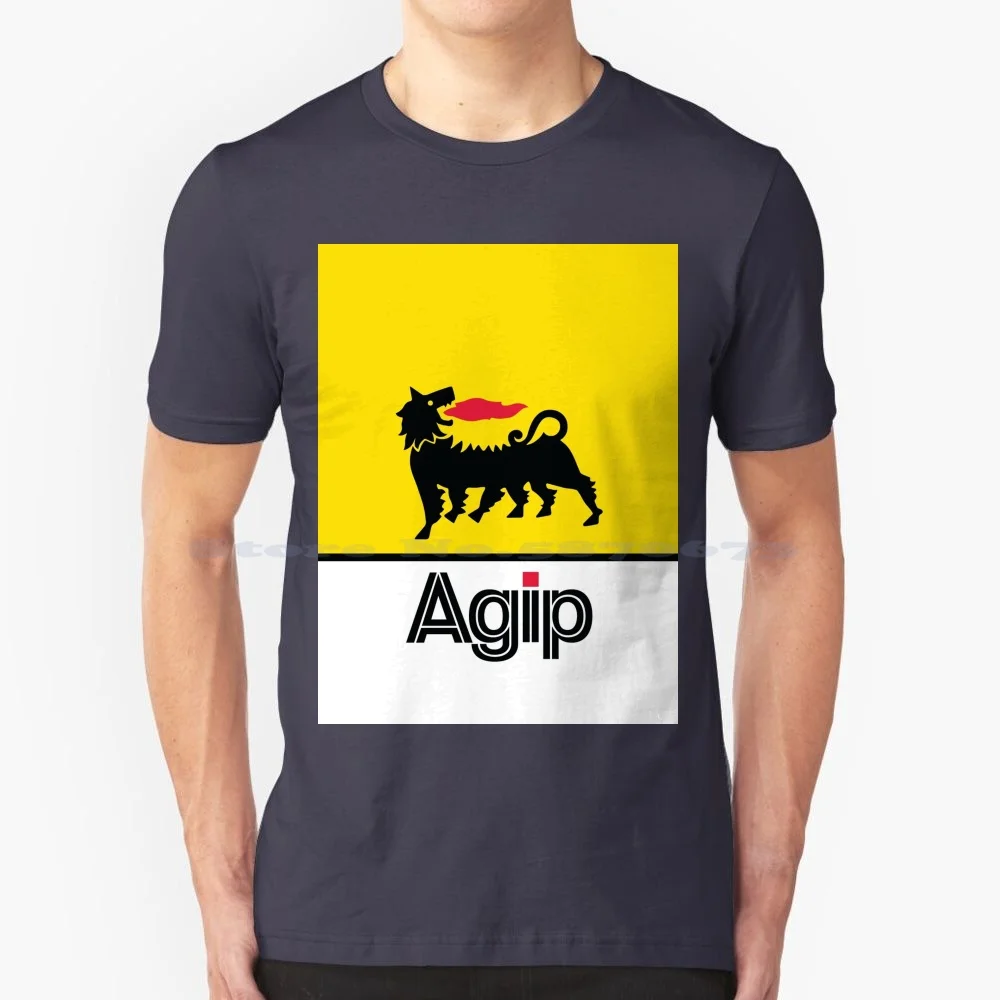 Agip Lubrificanti Logo 1968 - 1998 T Shirt 100% Cotone Tee Agip Motor Oil Alfa Racing Car Romeo Italia Classic Italian Vintage