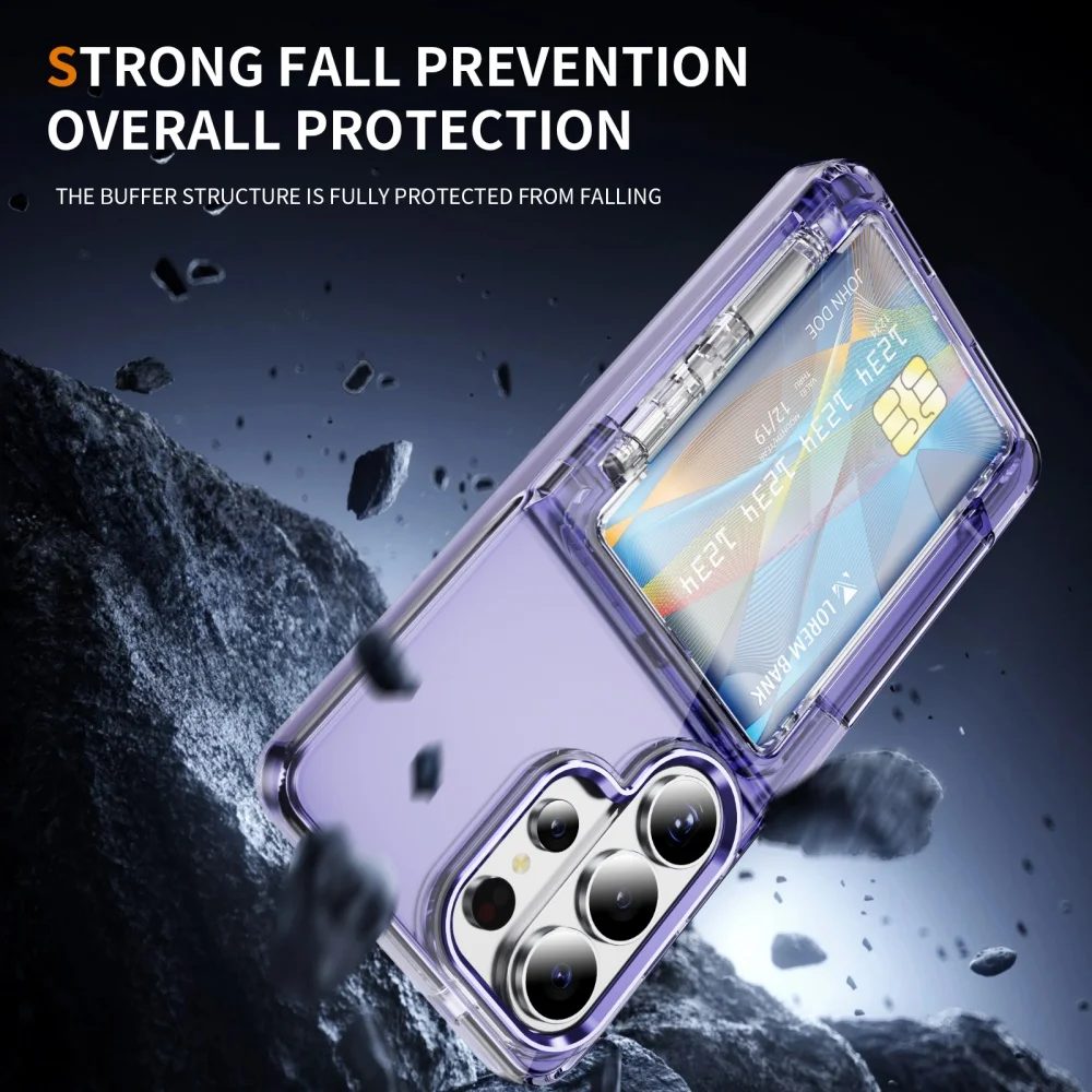 Ultra Metal Rotating Wallet Holder Case with Flip Card Slot and Lens Protection Cover