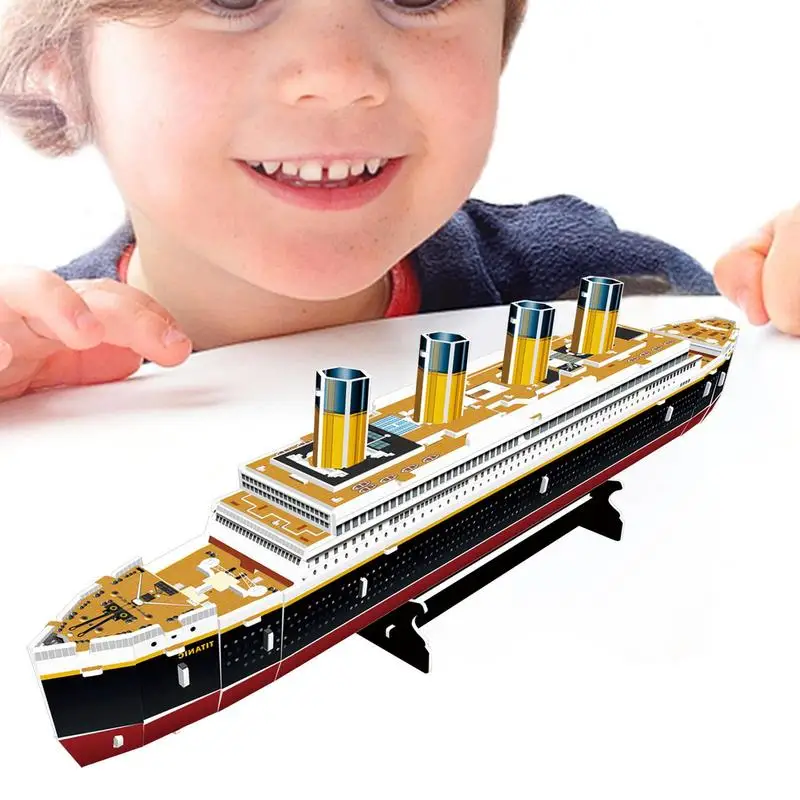 Jigsaw Puzzles 3D Ship Building Puzzle LED Ship Arts Crafts For Adults Gifts For Men Women Model Kits Brain Teaser Puzzles For