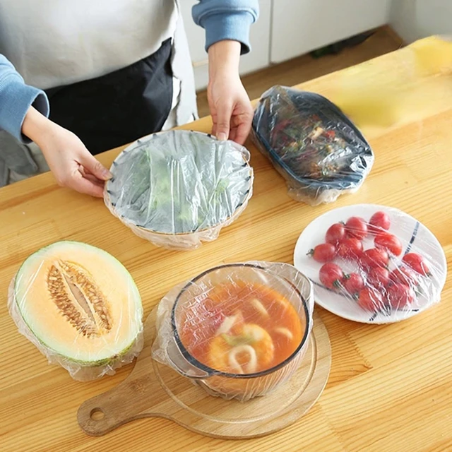 1pc Plastic Food Cover, Minimalist Clear Disposable Food Cover For Kitchen