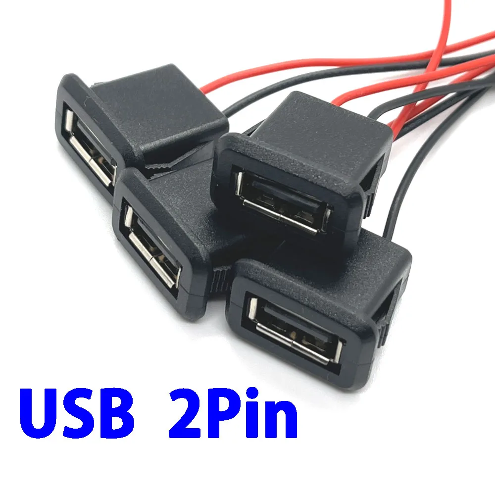 

1pc 2Pin 4Pin USB 2.0 Female Power Jack 2wire 4wire USB-A Charging Port Connector With 4Pin data transmission USB Charger Socket