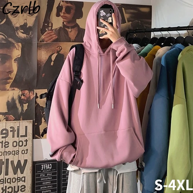 With Hat Hoodies Women Harajuku Aesthetic Thicker Loose Unisex College  Elegant All-match Warm Soft Sweet Solid Trendy Ulzzang - AliExpress