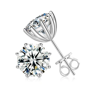 925 Sterling Silver Stud Earrings | Moissanite Square Stud Earrings - Real Square