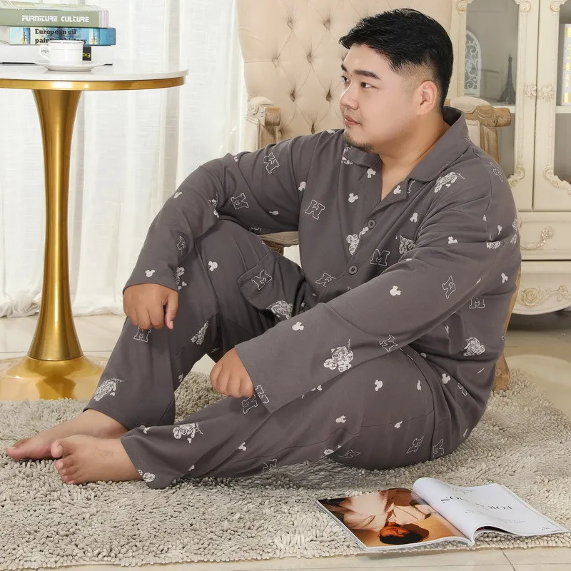 Pyjama homme grand,Grande taille 3XL gris vêtements de nuit à