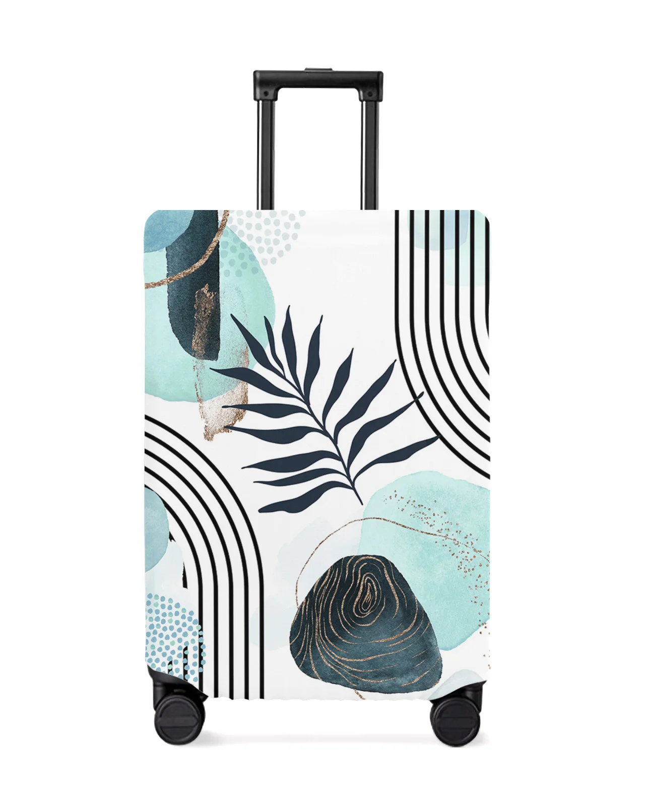 

Abstract Art Leaf Boho Teal Leaves Luggage Cover Stretch Baggage Protector Dust Cover for 18-32 Inch Travel Suitcase Case
