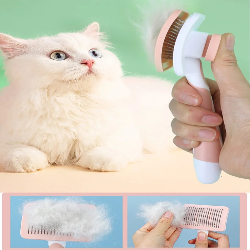 

Расческа для домашних животных, щетка для удаления волос с кнопкой, массажная кожа, удобные чистящие и чистящие средства для домашних животных