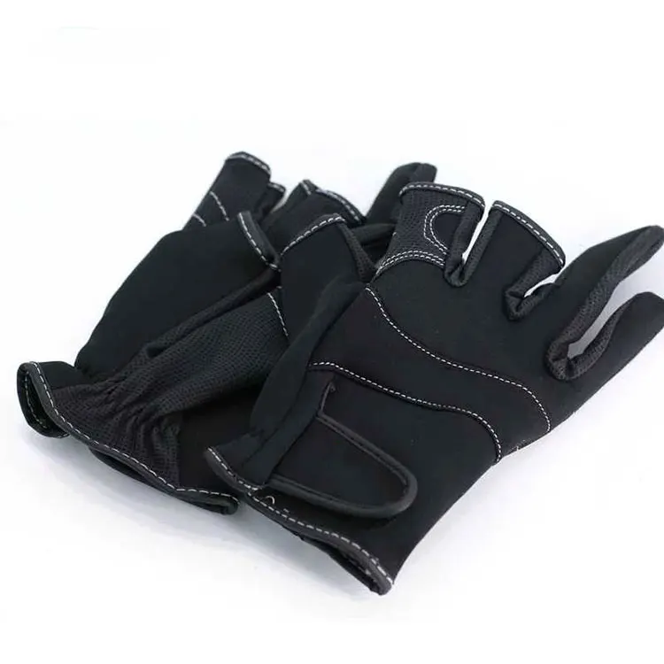 Description Picture 4 of item1 Pairs Of Winter Fishing 3 Fingers Anti Slip Leather Gloves Warm PU Fingerless Gloves For Fishing  Outdoor Sport necessary
