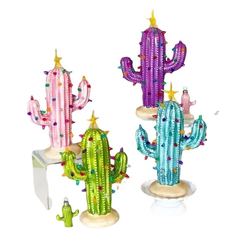 

Ceramic Christmas Cactus Resin Christmas Cactus (with Lamp)