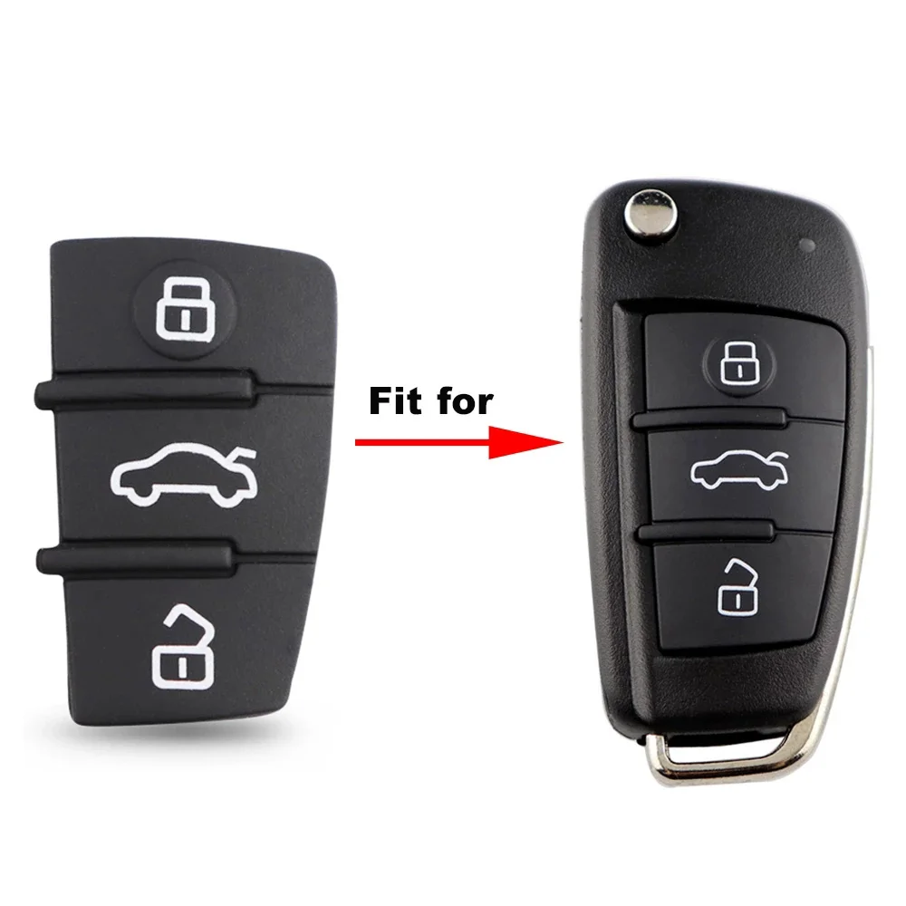 XNRKEY 2/3 Button Car Key Shell Silicone Rubber Button Pad Repair Skin for Audi A3 A4 A5 A6 A8 A2 TT B6 Q3 Q5 Q7 S RS Case Pad key case,car key shell,key shell