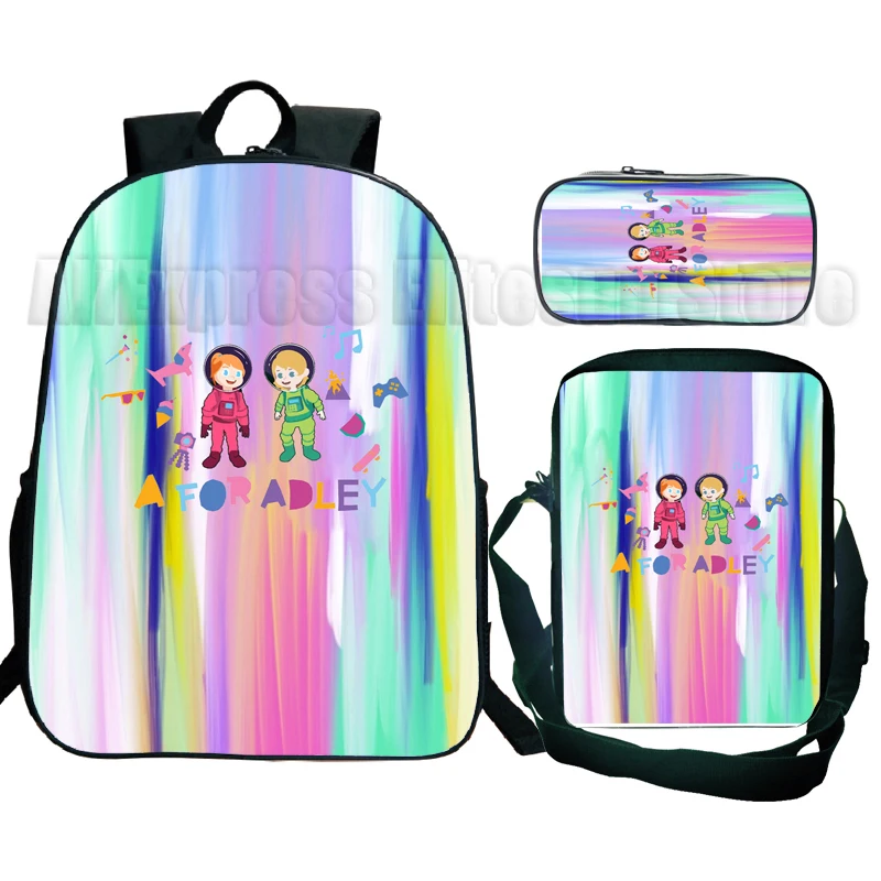 3pcs A for Adley Backpacks 16 Inch Kids Children Teens Students Bookbag with Pen Bag Laptop Travel Men Women Sport Mochila