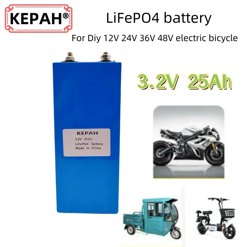 

Lifepo4-3.2V 25Ah, A-grade rechargeable battery, used for DIY motorcycle battery pack, car, tricycle battery pack, solar cell