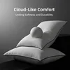Premium 1pc Goose Down and Feather Pillows Multi-Size Fluffy Bed Pillows for Sleeping Low/Mid/High Pillow with 100% Cotton Cover 3