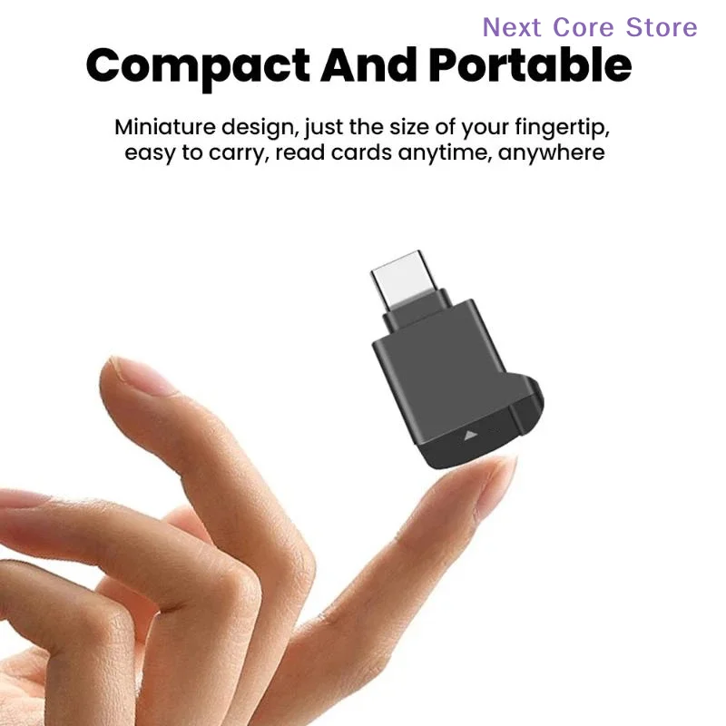 미니 USB C 2.0 타입-C 2.0 TF 카드 리더기 메모리 스틱용 외부 저장소 스트레치 블랙