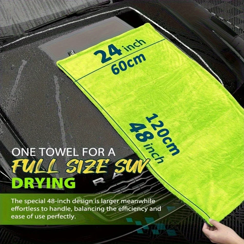 1000GSM 풀사이즈 SUV 트럭 건조 타월, 양면 마이크로파이버, 트위스트 원사 기술, 높은 흡수력 및 스크래치 방지