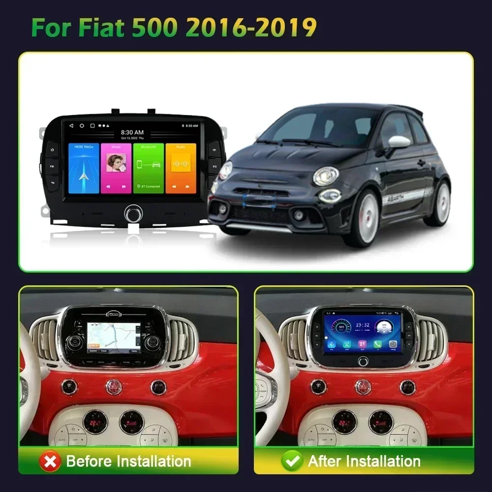 Autoradio Android 13 CarPlay WiFi 4G – Fiat 500 2016-2019 – Image 2
