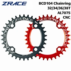 ZRACE Precision CNC MTB Chainring, Narrow Tooth AL7075 Alloy (Red 34T)