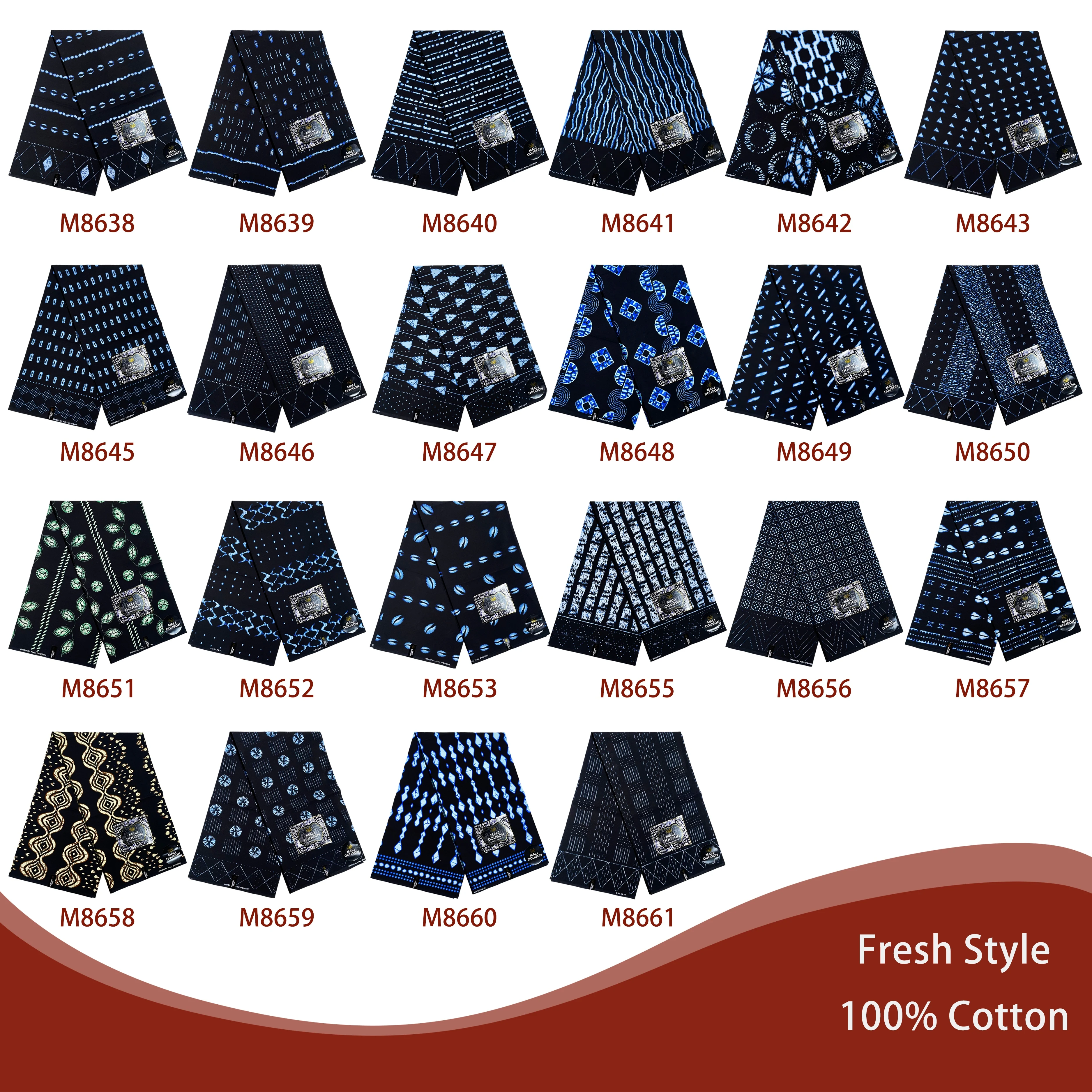2026 latest African batik printed fabric, 100% cotton batik fabric, high-quality batik fabric, size 6 yards