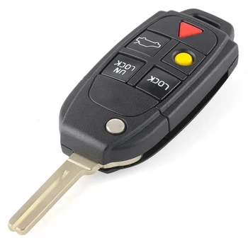 Portachiavi con telecomando per chiave auto per Volvo - XNRKEY 4 1 5 pulsanti Flip Remote Car Key Shell Fob per Volvo S4 S60