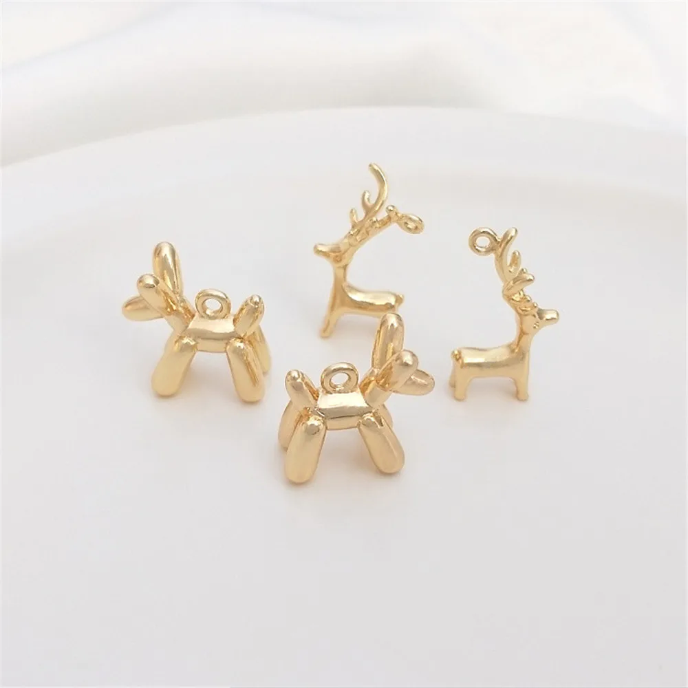 

14K Gold Filled Plated Cute balloon dog Elk deer Pendant Handmade pendant diy original jewelry bracelet accessories