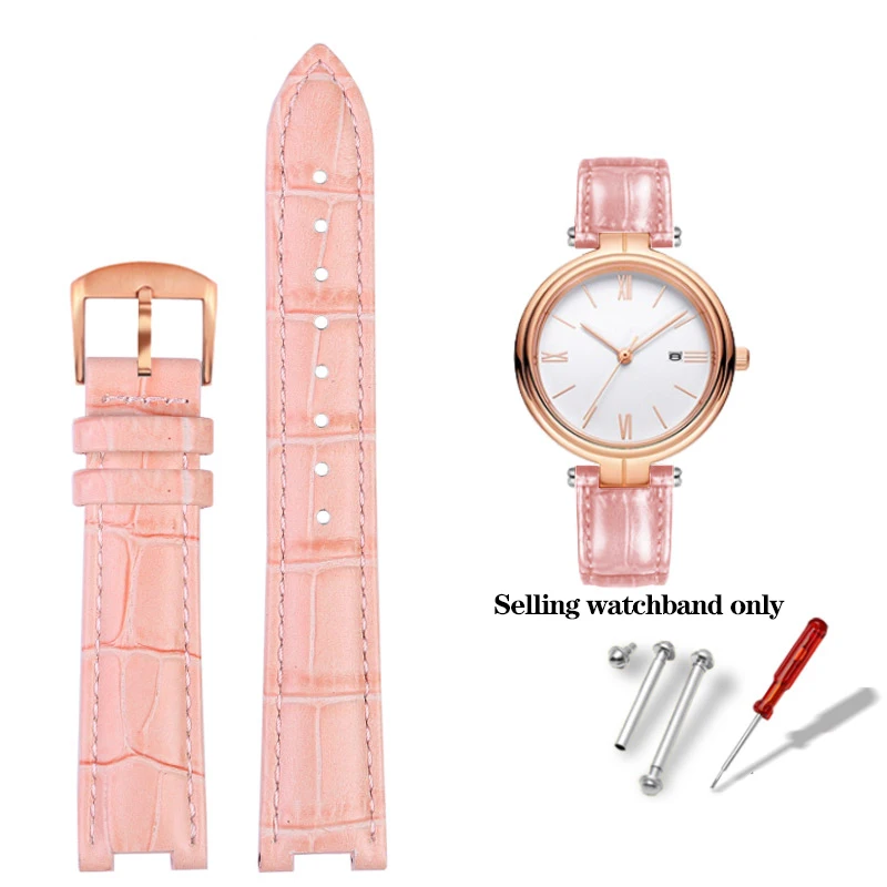 Correa de reloj de piel de vaca para Ros-sini 516752 616764 517784 5758G Correa de cadena de reloj con muesca Pulsera roja para hombres y mujeres 14 mm 16 mm 18 mm
