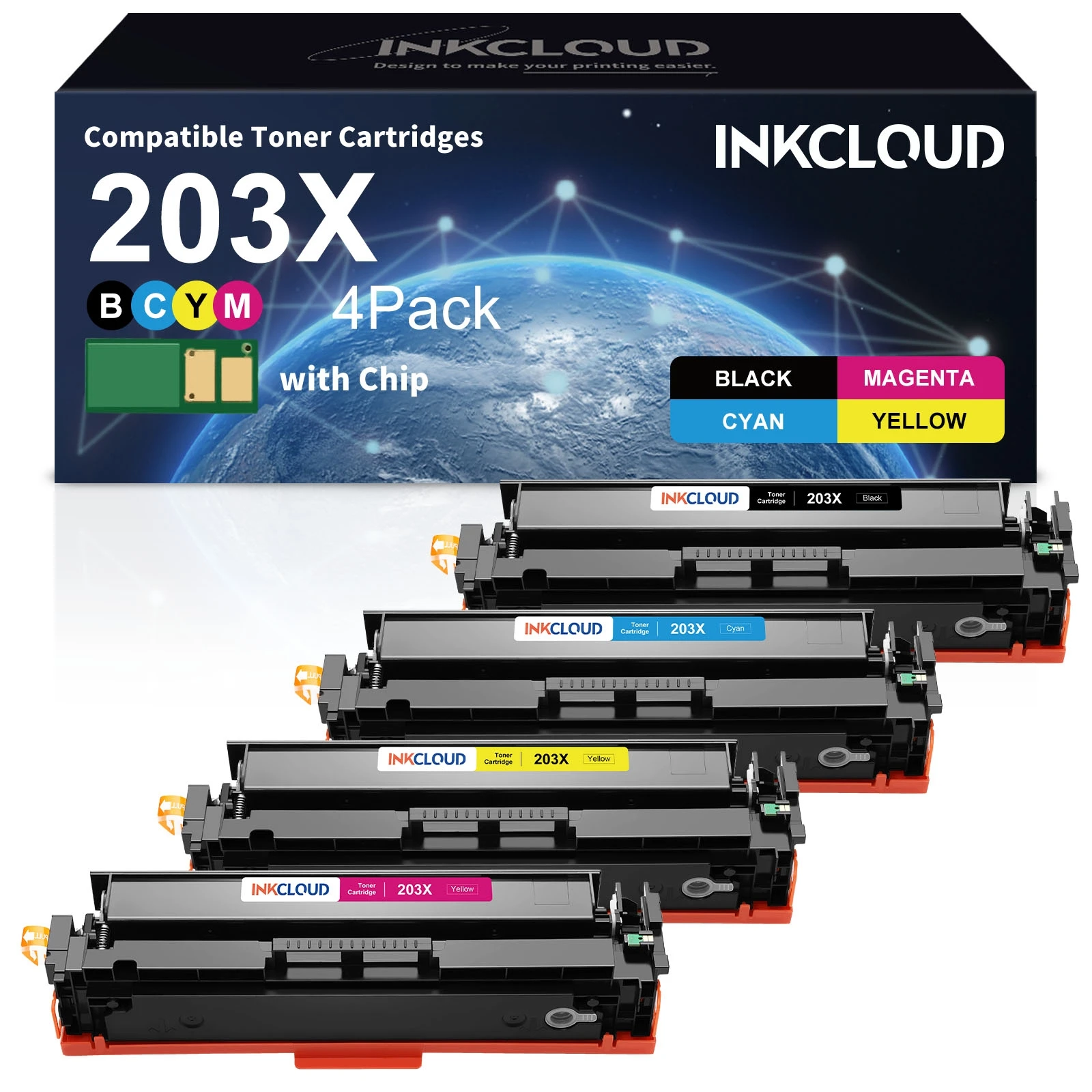 203X Cartouches De Toner Noir De Remplacement Pour Hp Cf540X Cf540A