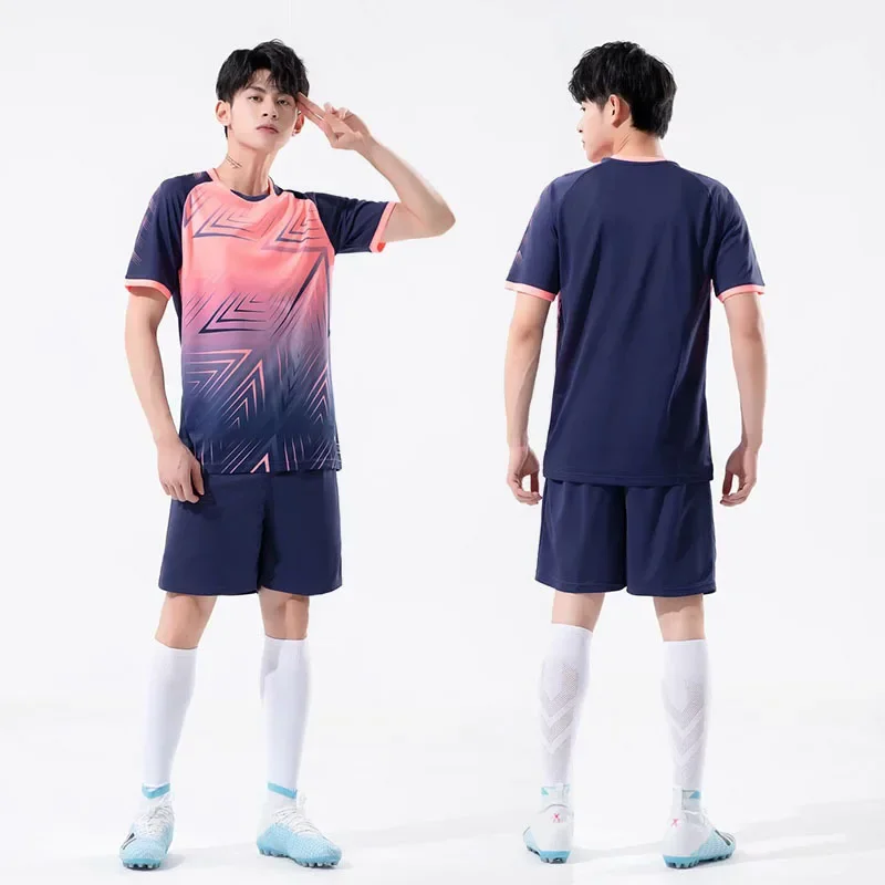 Children's soccer suit printed gradient color quick drying sports jersey youth game training uniform