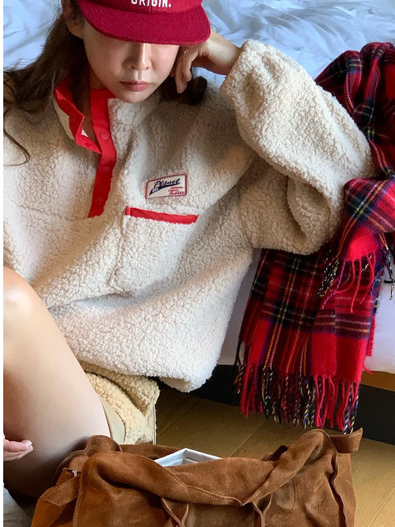 Retro Chic Long Sve Lamb Fur Sweatirt Women's Casual Design Collar Letter Label Autumn Winter Street Sle Commute Faion