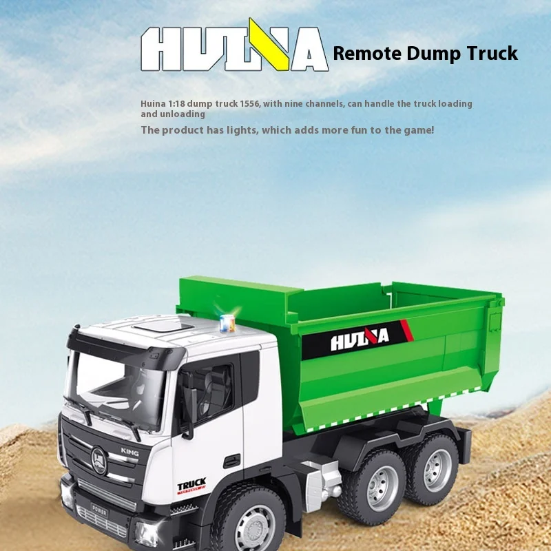 Huina Nine Channel 1556 1:18 Remote Control Toy Simulation Model Flipper Dump Truck Engineering Vehicle Electric Toy Car Model 2