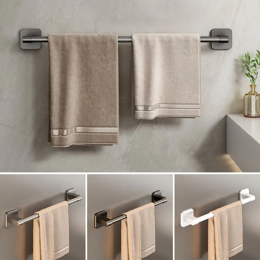 Towel Holder Aluminum Alloy No Drilling Bathroom Organizers Self-adhesive Towel Bar Bathroom Shelves Kitchen Storage Rack