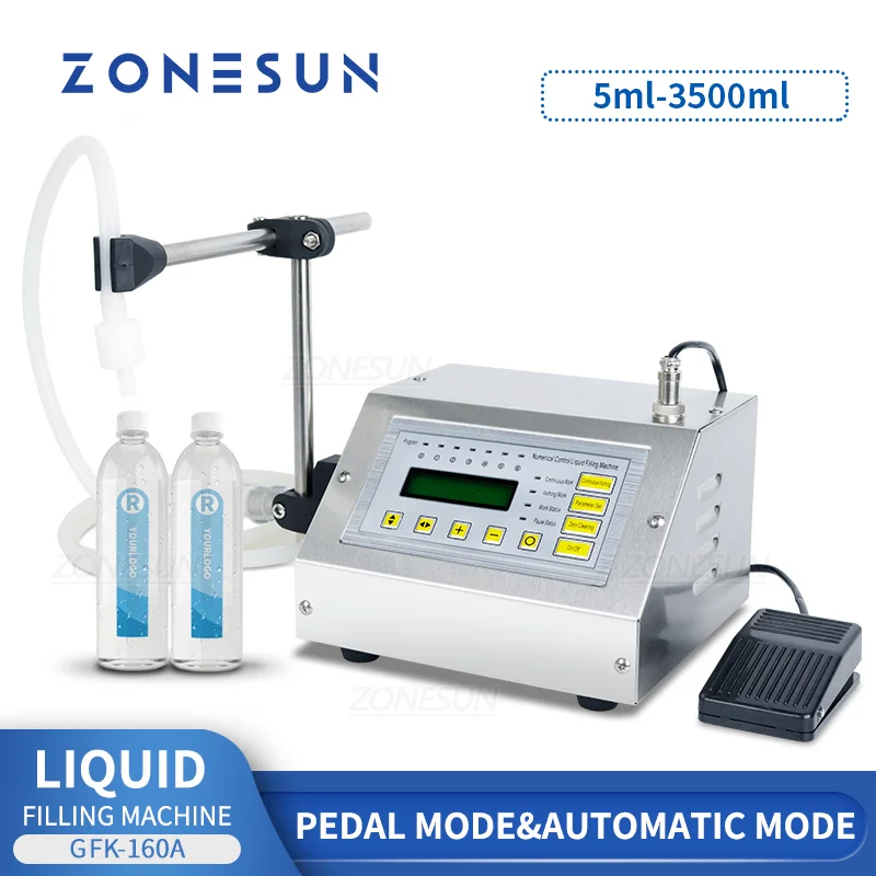 

ZONESUN GFK-160A полуавтоматическая цифровая машина для розлива жидкостей, сока, воды, духов, эфирных масел, малая машина для наполнения бутылок