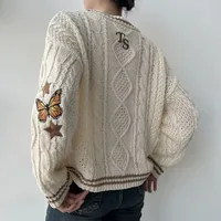 Spring Fearless Inpsired Butterfly Embroidery Folklore Cardigan Women  Kawaii Sweater Outsuit  Loose Fit Knitted Cardigan Female 2
