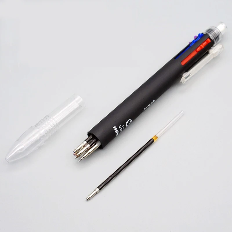 6 In 1 Multicolor Ballpoint Pens 5 Colors Ball Pen 1 Automatic Pencil With Eraser For School Office Writing Supplies Stationery Defense Ballpoint Pen