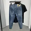 High Quality Fashion Luxury Harajuku Spring and Autumn Casual Blue Slim Jeans for Men New Pencil Pants Design 2024 Denim Jeans 1