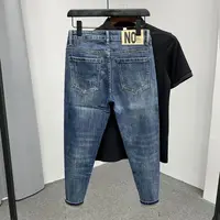 High Quality Fashion Luxury Harajuku Spring and Autumn Casual Blue Slim Jeans for Men New Pencil Pants Design 2024 Denim Jeans 1