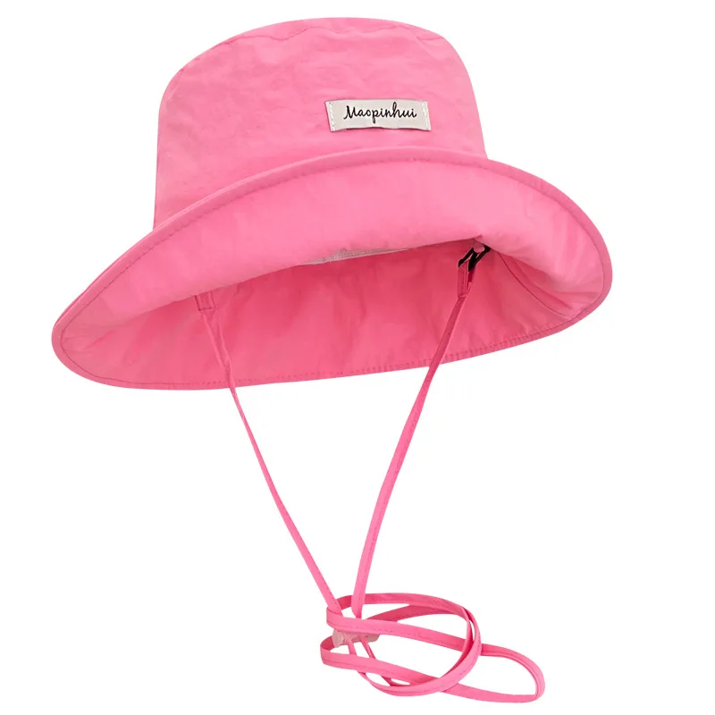 New Korean Dopamine Color Drawstring Bucket Hats for Women Summer Travel Sunscreen Versatile Multi-functional Basin Caps 2025