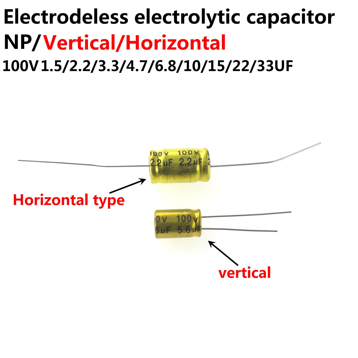 50Pcs 100V Audio Capacitor Non Polarity Frequency Divider Crossover Polypropylene 1UF 1.5UF 2.2UF 3.3UF 4.7UF 5.6UF 6.8UF