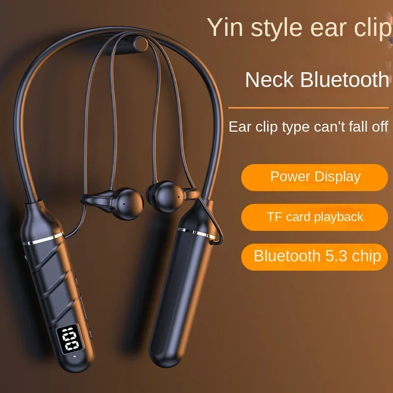 New Clip-on Halter Bluetooth Headset Digital Display Non In-Ear
