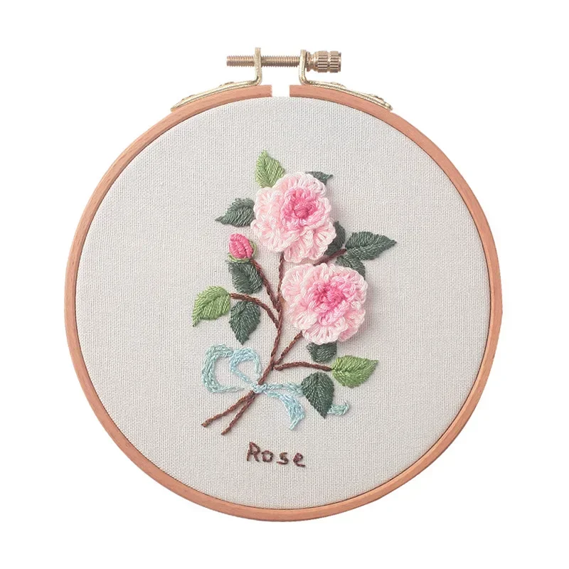 Flowers plants Embroidery Set Needlework Tools Printed Beginner DIY Embroidery Round Cross Stitch Kit Sewing Craft Kit diy kit embroidery set,embroidery kits