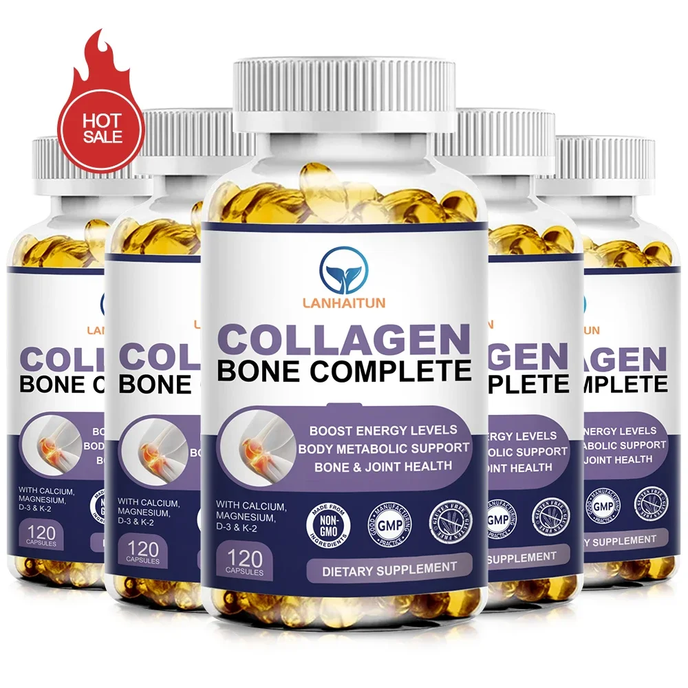 

LANHAITUN 5 Bottles Bone Collagen Capsules With D3K2 Support Bone&Joint Health, Relieve Osteoporosis, Joint Collagen Supplement