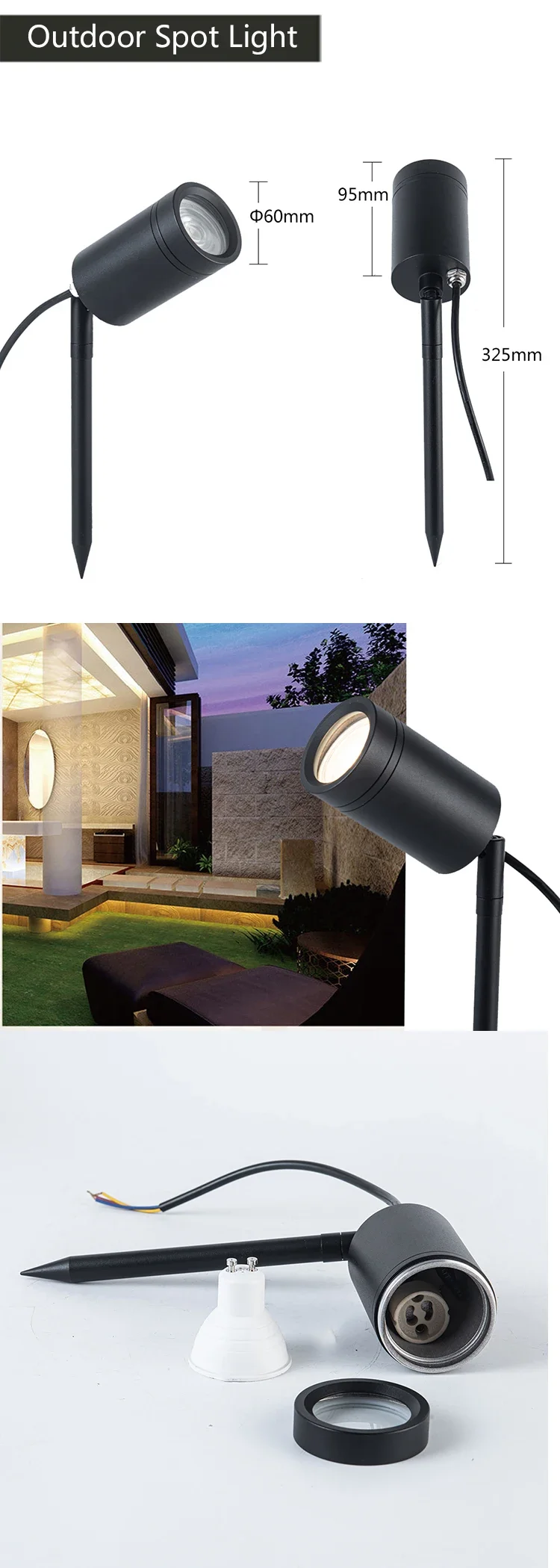 Description Picture 2 of item5W Spike Light LED Lawn Light with Narrow Beam Spotlight, Aluminum Waterproof IP65 Design for Landscape Garden