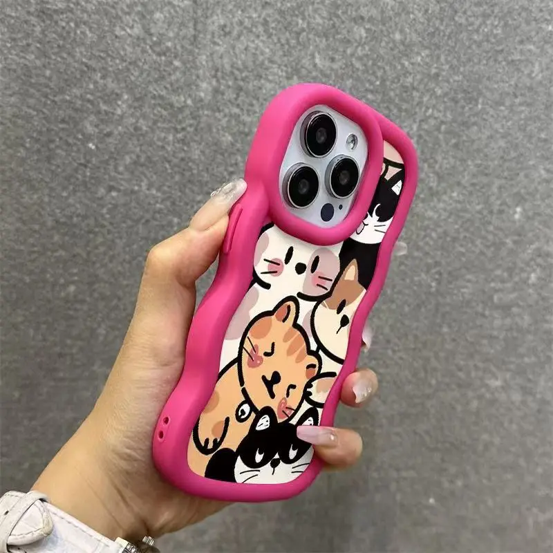 Colorful Cartoon Cat Wave TPU Phone Case Cover