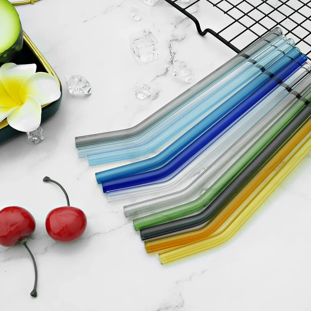 Description Picture 5 of item9Pcs 200*8mm Glass Straws for Smoothies Cocktails Drinking Straws Healthy Reusable Eco Friendly Straws Drinkware Accessory