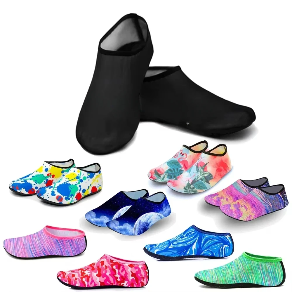 Men Women Kids Water Sport Beach Swimming Socks Thin Multi Prints Anti Slip Fitness Yoga Dance Swim Surf Diving Underwater Shoes