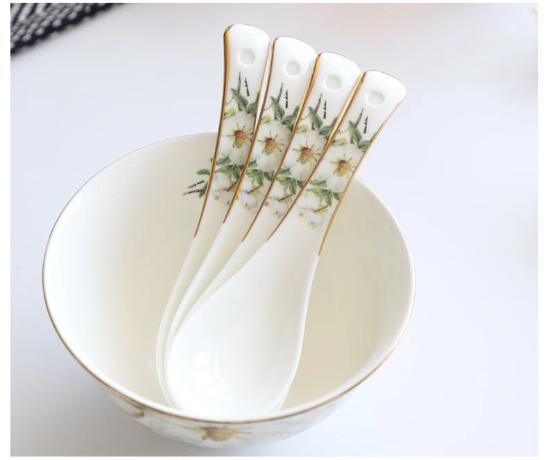 Bone China Dinnerware Set - Floral Ceramic Plates Bowls  Soup Pots