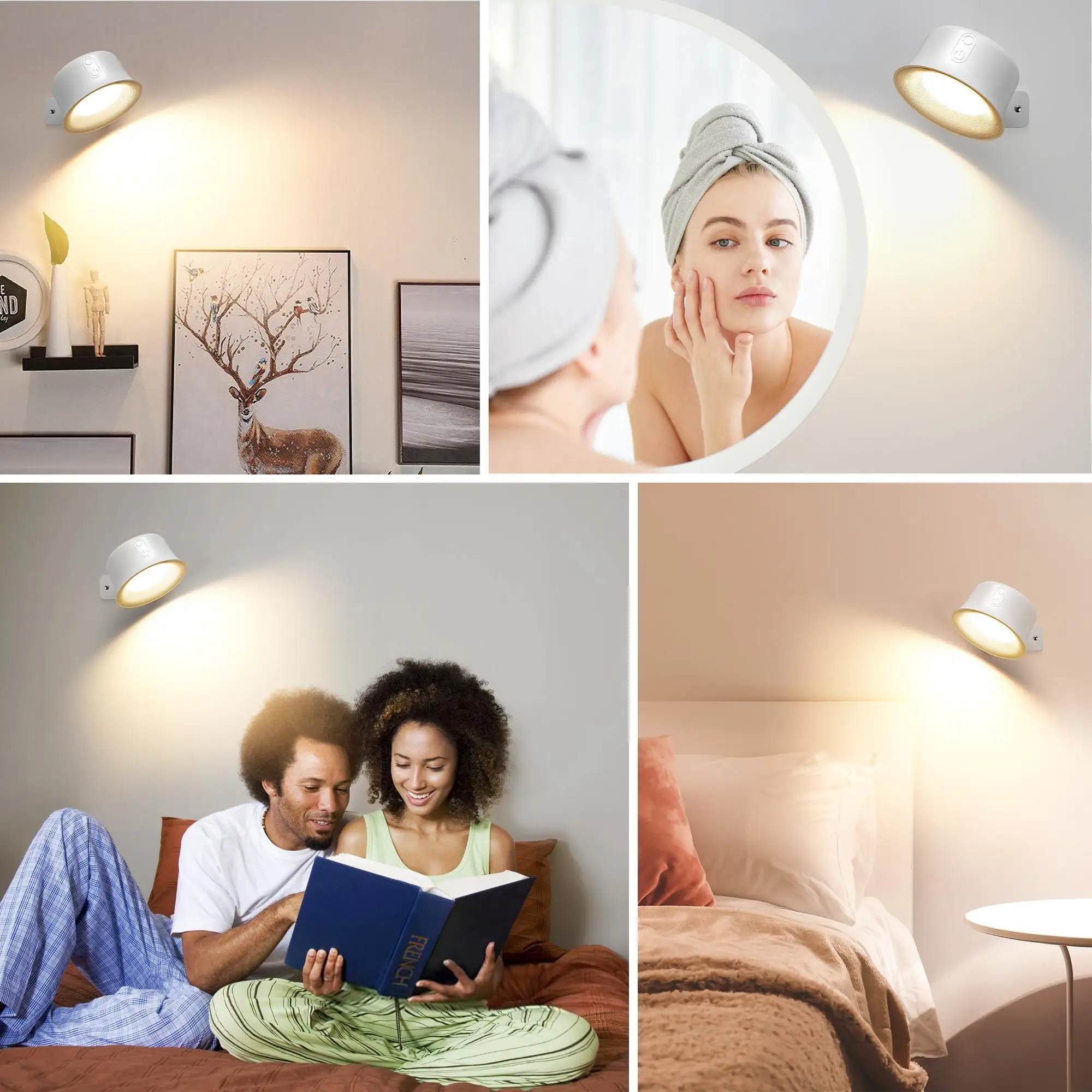 4/2 Stück LED Dimmbare Wandleuchten mit Fernbedienung, 3 Farbtemperaturen, Wiederaufladbar Magnetisch 360° ° Rotierende Nachtlampe für Zimmer – Detail 7