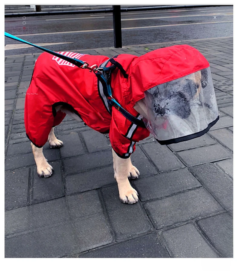 Chubasquero impermeable para perros de temporada de lluvias, ropa reflectante de poliéster de cuatro patas para perros medianos y grandes, ropa para mascotas