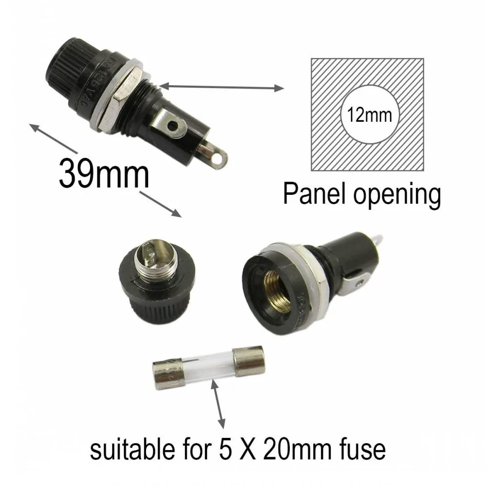 50pcs/lot 5*20mm 6*30mm Glass Fuse Holders 5x20 6x30 Insurance Tube Socket Fuse Holder For Insurance Panel Mount Holder