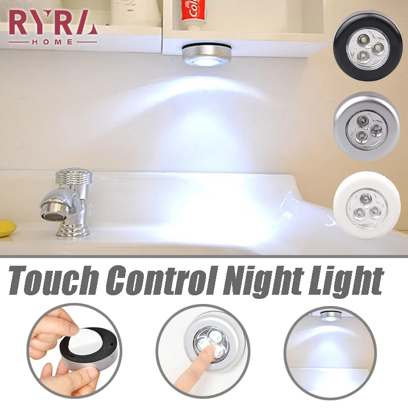 

Mini LED Night Light Touch Control Wireless Household Reading Night Light Bedroom Cabinet Bedside Round Stick Wall Lamp