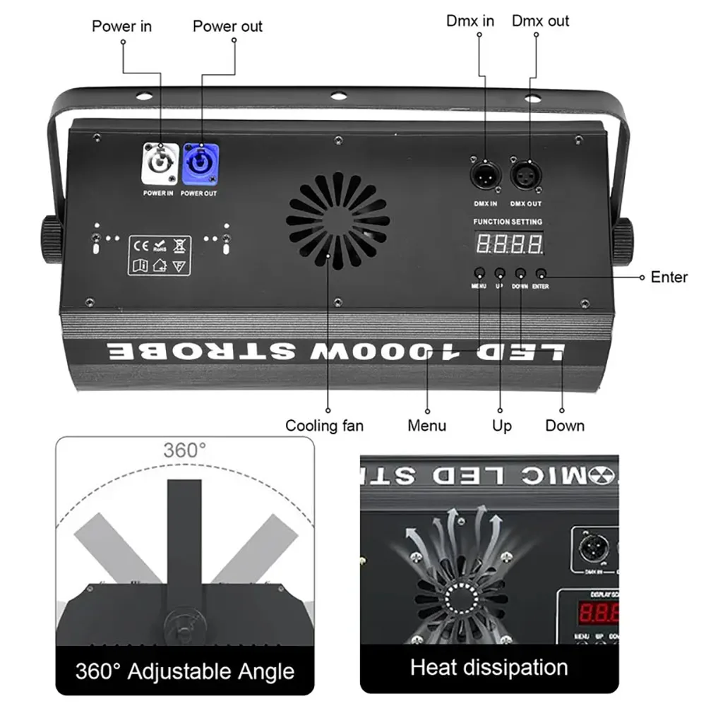 960LED RGBW Strobe Lights 4PCS DJ Disco Lights 8+8 Segments Audience Wedding Stage Lights Club Party Holiday Ambient Lights